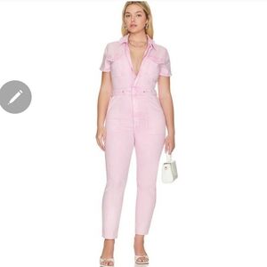 Good American Pink Short-Sleeve Jumpsuit